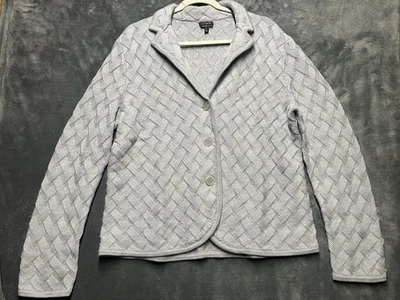 Новый без ценников женский кардиган Talbots XL серый 100% шерсть мериноса решетка роскошный с воротником  - Изображение 1 из 4