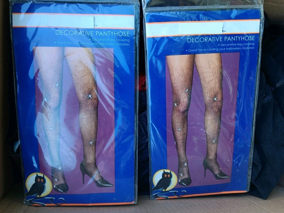 Halloween Spider Print Sheer Pantyhose Tights Hosiery M/L - Image 1 of 1