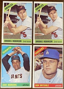 (4) 1966 TOPPS BASEBALL KARTEN BROOKS ROBINSON, DRYSDALE & MARICHAL EX-NM LESEN - Bild 1 von 21