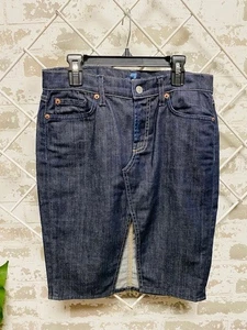 Gonna denim 7 For All Mankind 26 donna lavaggio scuro matita Y2K elasticizzata made USA - Foto 1 di 6