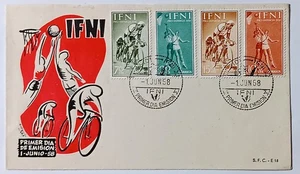 IFNI 1958. Edifil 145-148. Sobre Primer Día. Pro Infancia. Deportes - Imagen 1 de 2