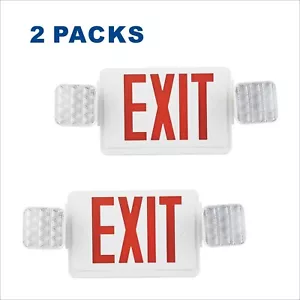 2 Packs UL Listed- Red Emergency Exit Lighting Battery Backup Exit Sign Set - Picture 1 of 8
