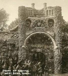 RPPC Postcard Grotto of the Redemption West Bend, IA Front View 1920's Stamp Box - Picture 1 of 3