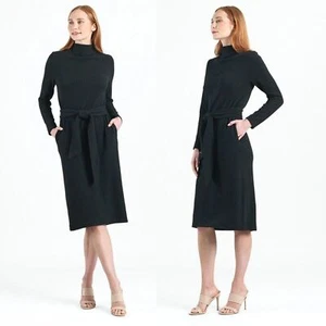 Neu mit Etikett Clara Sun Woo geripptes Kleid mit Stehkragen Größe Medium Damen schwarz Langarm - Bild 1 von 9