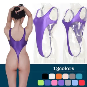 Sexy Damen-Bademode glänzend glänzend glänzend glänzend Trikot einteilig T-Back T-Back Strings Badeanzug Strumpfhosen - Bild 1 von 26