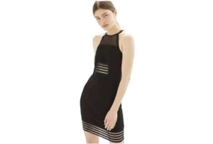 Topshop Women Mesh Insert Bodycon Textured Dress Size 4 NWT - Picture 1 of 11