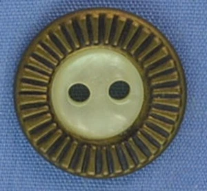 17mm White / Bronze 2 Hole Button (per button) - Picture 1 of 1