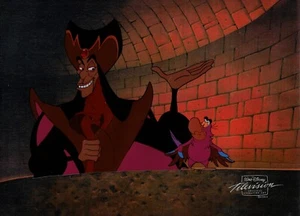 Aladdin Jafar Iago Disney TV Animation Cel and 2 Drawings Matted 1994 17 C-A - Picture 1 of 6