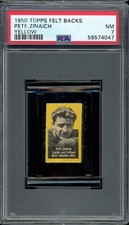 1950 Topps Felt Backs Football Pete Zinaich Yellow PSA 7