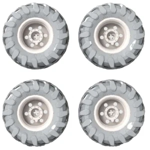 4 Lego TRACTOR Tires + Wheels (technic,tire,thread,car,truck,crawler,mud,4x4) - Picture 1 of 1