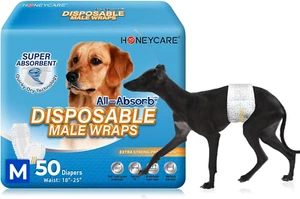 50 Pack Waist Disposable Dog Diapers Male Wraps Belly Bands Pet Soft (Medium) - Picture 1 of 11