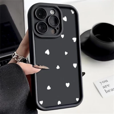 For iPhone 16 15 Pro Max 14 13 12 11 Love Heart Silicone Case ShockProof Cover - Image 1 of 4