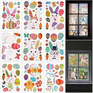 LUTER 121pcs 9 Sheets Easter Window Stickers, Static Clings Easter Decoration - Picture 1 of 6