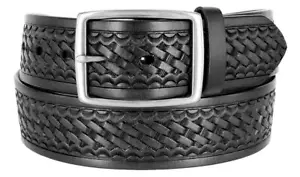 Men's Basketweave Genuine One Piece Leather Utility Uniform Work Belt 1.75 Inch - Picture 1 of 9