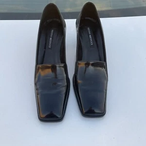 Sesto Meucci Classic Pumps Square Toe Black Leather Slip On Shoes Size 7N - Picture 1 of 7