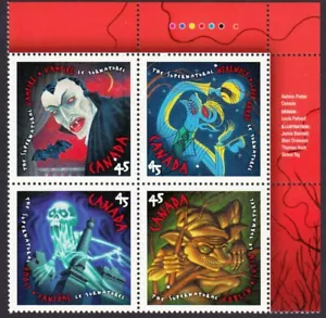 VAMPIRE ** WEREWOLF ** GHOST ** GOBLIN = Canada 1997 #1668a MNH UR BLOCK of 4 - Foto 1 di 1