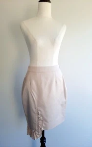 Review Size 8 Soft Pink Straight Skirt Asymmetric Ruffle Trim - Picture 1 of 9