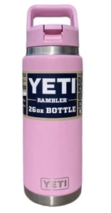 NEU Yeti Power Pink Rambler 26 oz Flasche Power Pink farblich abgestimmter Strohhalmverschluss Neu mit Etikett - Bild 1 von 4