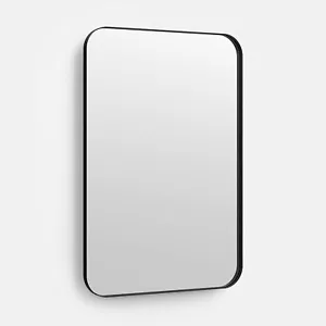 Better Bevel 24 x 36 inch Black Metal Framed Bathroom Wall Mirror Rounded Corner - Picture 1 of 8