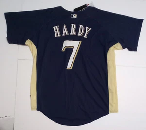 JJ Hardy Trikot Milwaukee Brewers MLB Baseball blau Majestic SHIRT #7 mit Etikett - Bild 1 von 24