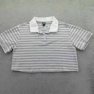 Wild Fable Women's Short Sleeve Boxy Cropped Polo T-Shirt Gray/White M MSRP:$15 - Picture 1 of 11