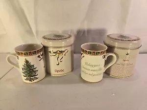 Lote de 2 tazas de sentimiento navideño coleccionables Spode en latas - alegres y brillantes - Imagen 1 de 11
