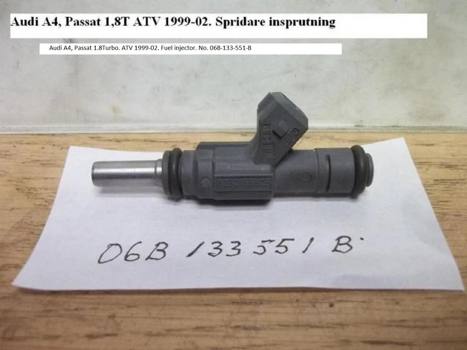 Audi A4, Passat 1.8 Turbo. ATV 1999-02. Inyector de combustible. No. 06B-133-551-B Foto 1 de 1