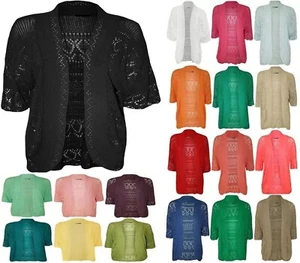 Girls Open Front Short Sleeve Crochet Knitted Cardigan Kids Bolero Shrug Top - Picture 1 of 33