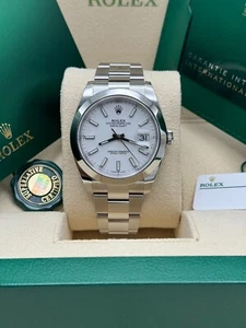 Rolex Datejust 41 NEW 2024 White Index Dial Stainless Steel Smooth Bezel Oyster - Picture 1 of 9