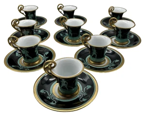 Epiag Royal Czechoslovakia Demitasse Cup Saucer Greek Mythology Set 9 gold rim - Picture 1 of 16