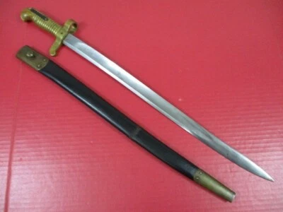 Bayoneta Rifle Zouave Remington Guerra Civil Estados Unidos 1862 con Vaina de Cuero - Muy BONITA Foto 1 de 4