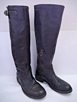 FIORENTINI + BAKER Botas Hasta la Rodilla Cuero Marrón Oscuro Italianas Talla 37 Foto 1 de 4