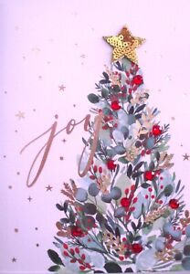 Papyrus Gemmed Tree with Gold Sequin Star Christmas Holiday Greeting Card