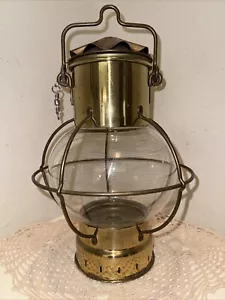 D H R Holland Globo Cipolla Ottone e Vetro Appeso Navi Nautiche Lanterna 13-3/4” H - Foto 1 di 14