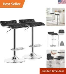 Versatile Adjustable Bar Stools Set of 2 - Oversized Seats for Ultimate Comfort - Picture 1 of 10