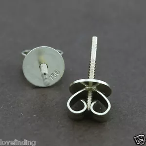 Genuine 18CT Solid WG Screw Posts & Disc Butterflies 6mm - 1 Pair Set - Imagen 1 de 3