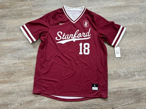 NEW Nike Dri-fit Stanford University Cardinal Baseball Jersey Large Sample #18 Cover