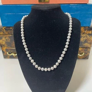 Vintage Sterling Silver Grey Culture Pearl Beaded Necklace - Picture 1 of 3