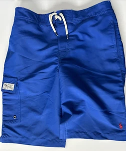 Polo Ralph Lauren Boys LARGE Swim Trunks Royal Blue New Size 14-16 Red Logo - Picture 1 of 8