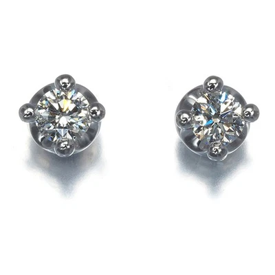 Auténticos Pendientes BVLGARI Diamante Corona Solitario 18K WG Foto 1 de 4