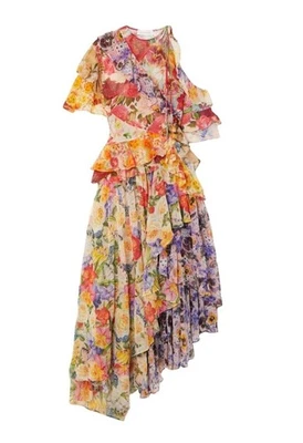 Zimmermann Wonderland Flounce Dress | Spliced Floral, One Shoulder, Asymmetric - Image 1 of 4