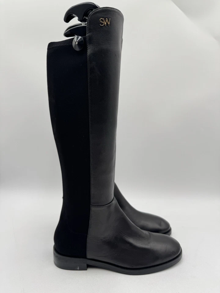 Botas hasta la rodilla de cuero Stuart Weitzman Keelan negras para mujer talla 6B Foto 1 de 4