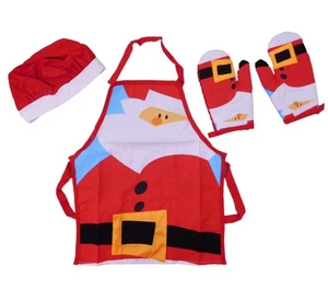 Holiday Time Childs Cooking Apron & Potholders Set Christmas Santa Cook Set - Picture 1 of 1