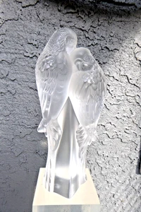Lalique Crystal Eternal Love Two Parakeets Birds Sculpture Deux Perruches France - Picture 1 of 10