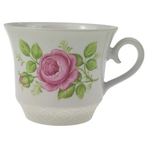 Platillo taza de café con taza y Schumann Arzberg borde de relieve rosa rosa - Imagen 1 de 1