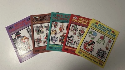 5 libros para colorear de dibujo línea flash de tatuajes cantados de la marca oficial de tatuajes JD Crowe Foto 1 de 4