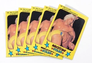 Lote de (5) estrellas de lucha libre Monty WWF 1986 Ric Flair y Kerry Von Erich #58 - Imagen 1 de 3