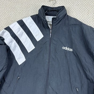 Chaqueta deportiva Adidas vintage para hombre L negra blanca 3 rayas cremallera completa chándal top Foto 1 de 4