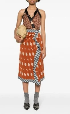 NUEVO CON ETIQUETAS DRIES VAN NOTEN Vestido Midi Dole Azulejo Patchwork Seda Talla 34 0 XS Foto 1 de 4