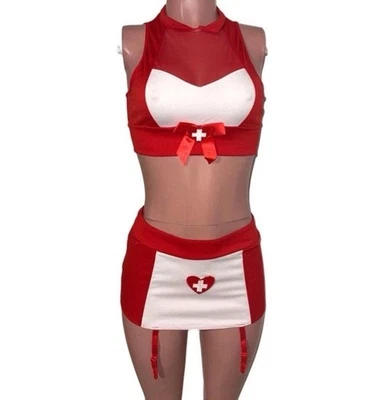 Vintage Leg Avenue Nurse Costume Set S Deadstock Halloween Cosplay Party Bodycon - Image 1 of 4